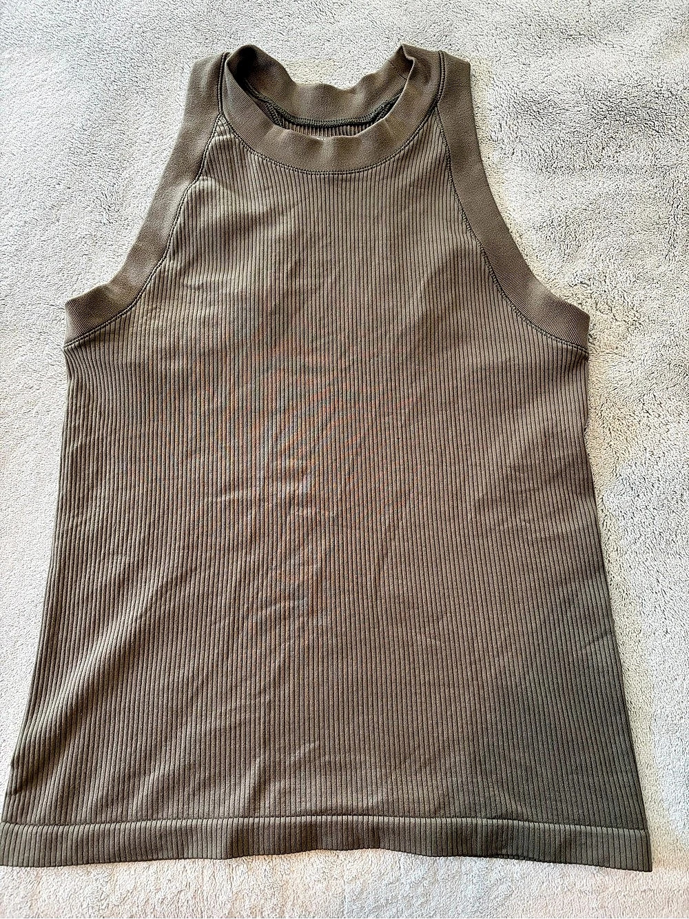 Athleta Renew Seamless Racerback Tank Ribbed Athletic Tank Top in Greeb
